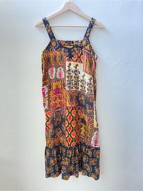 The Pyramid Collection Medium Boho Floral Paisley Patchwork Sundress Ruffle